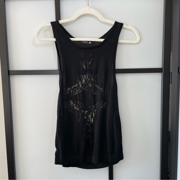 [m] Titika Black Mesh Print Design Activewear Tank Top Breathable & Soft - Picture 2 of 8